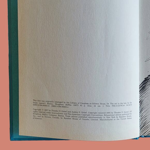 Vintage 1985 Dr. Seuss' :the Cat in The Hat" Hardcover Children's Book - Picture 3 of 7